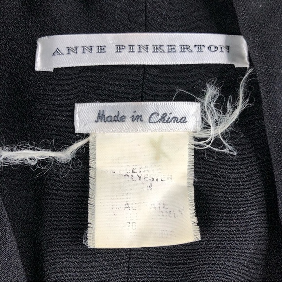 VTG Anne Pinkerton Black Long Cinched Waist Open Neck Vest 80s Retro - Picture 3 of 8